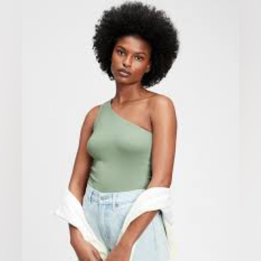 Gap Modern Bodysuit One Shoulder Sage Green Bikini Cut Bodysuit